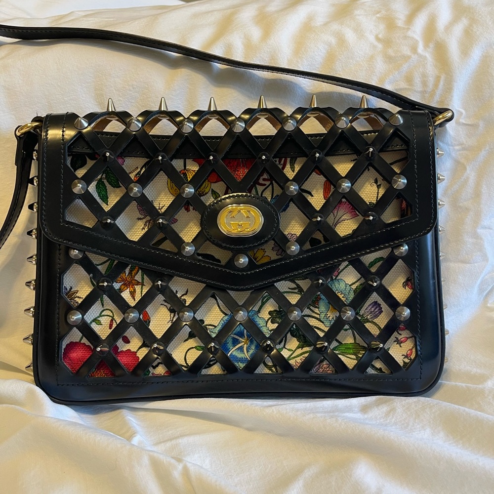 Gucci Medium Traforata Cutout Floral Bag Crossbody Handbag